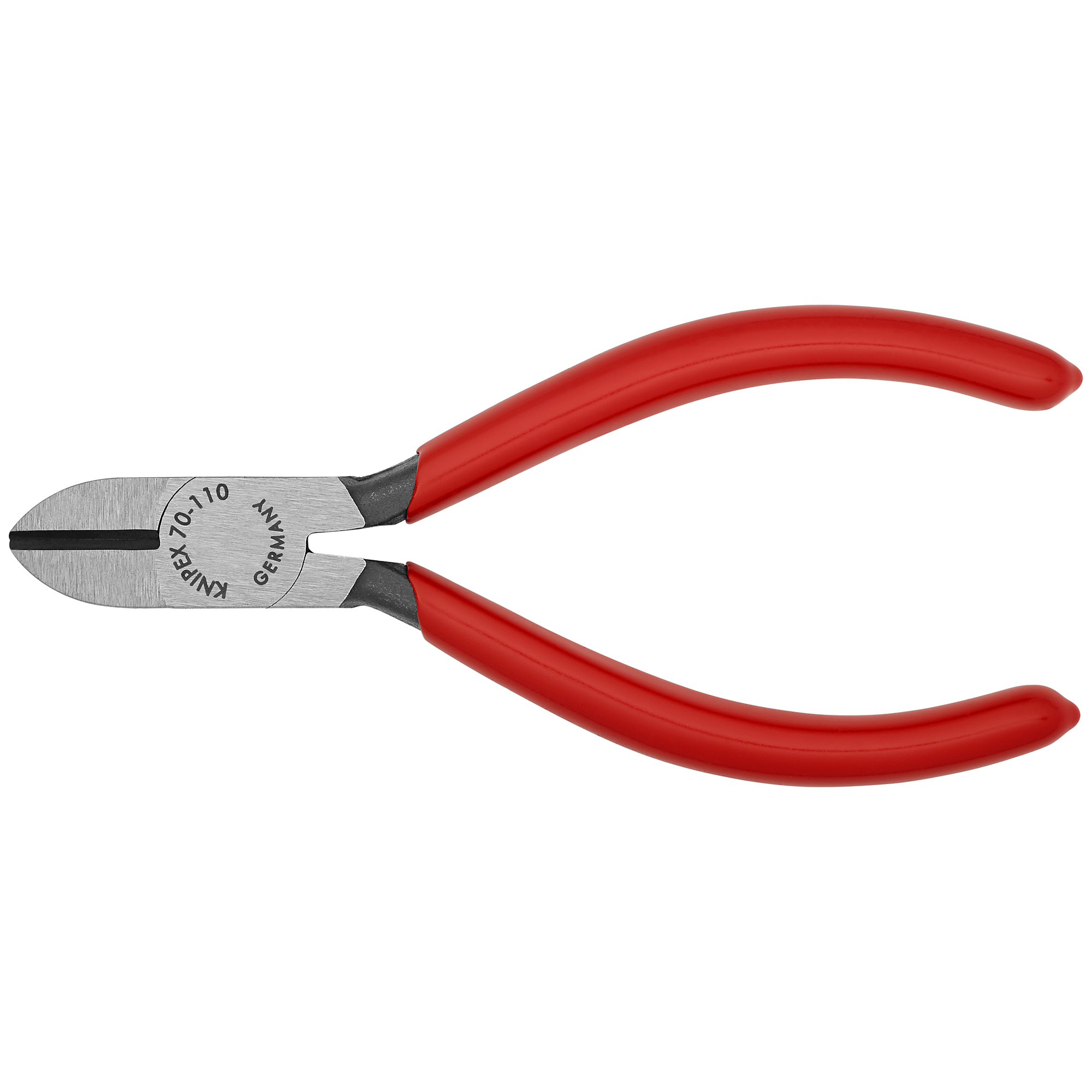 KNIPEX Diagonal Cutters - 4.25in., Plastic Coating, Vanadium Steel, 0.125in. Jaw Capacity, Model# 70 01 110